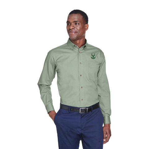 Harriton Men's Easy Blend™ Long-Sleeve Twill Shirt with Stain-Release